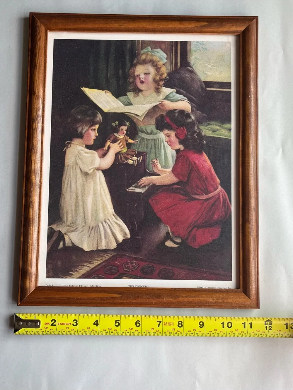 Vintage Cottagecore Wood Picture Photo Frame w/Fine Art Print 11.4 X 14.25”